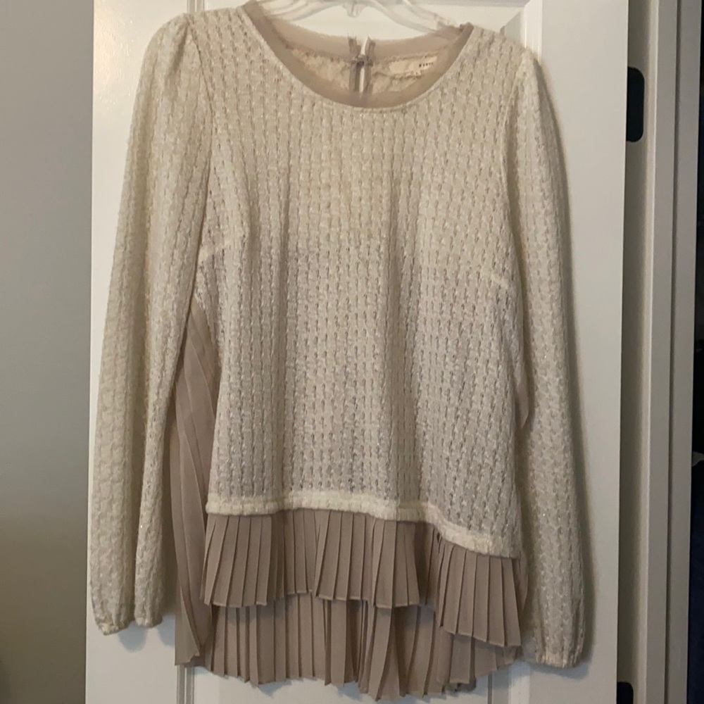 Cream and taupe blouse with gold detail